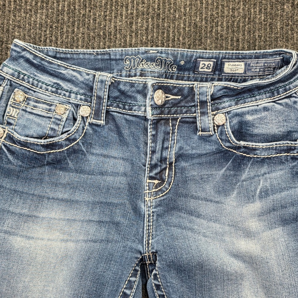 Miss Me Standard Boot Jeans Womens 28 Blue Excellent ME8847BL Dark Wash Denim